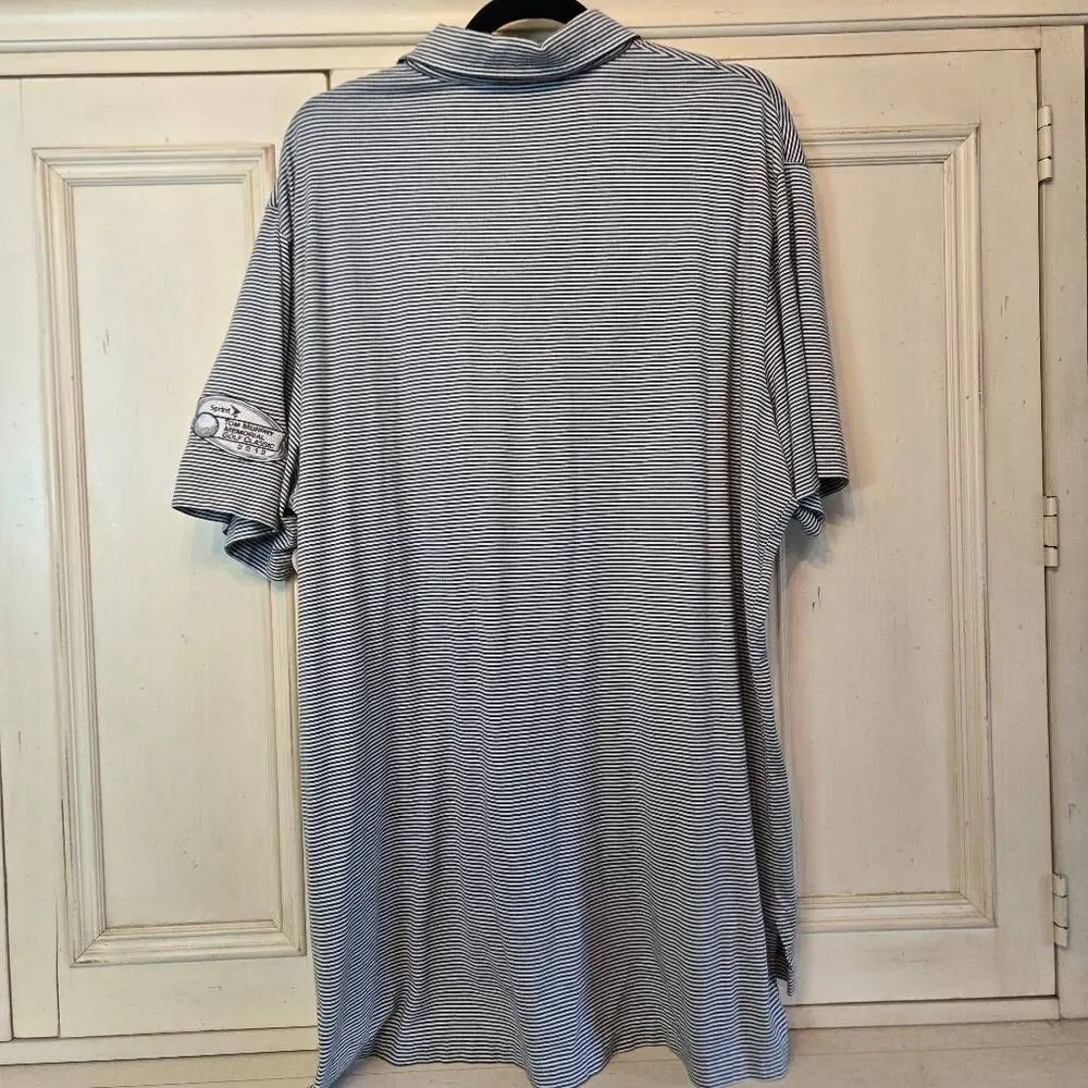Ralph Lauren Polo Golr Grey White Stripe Polo Shirt XL